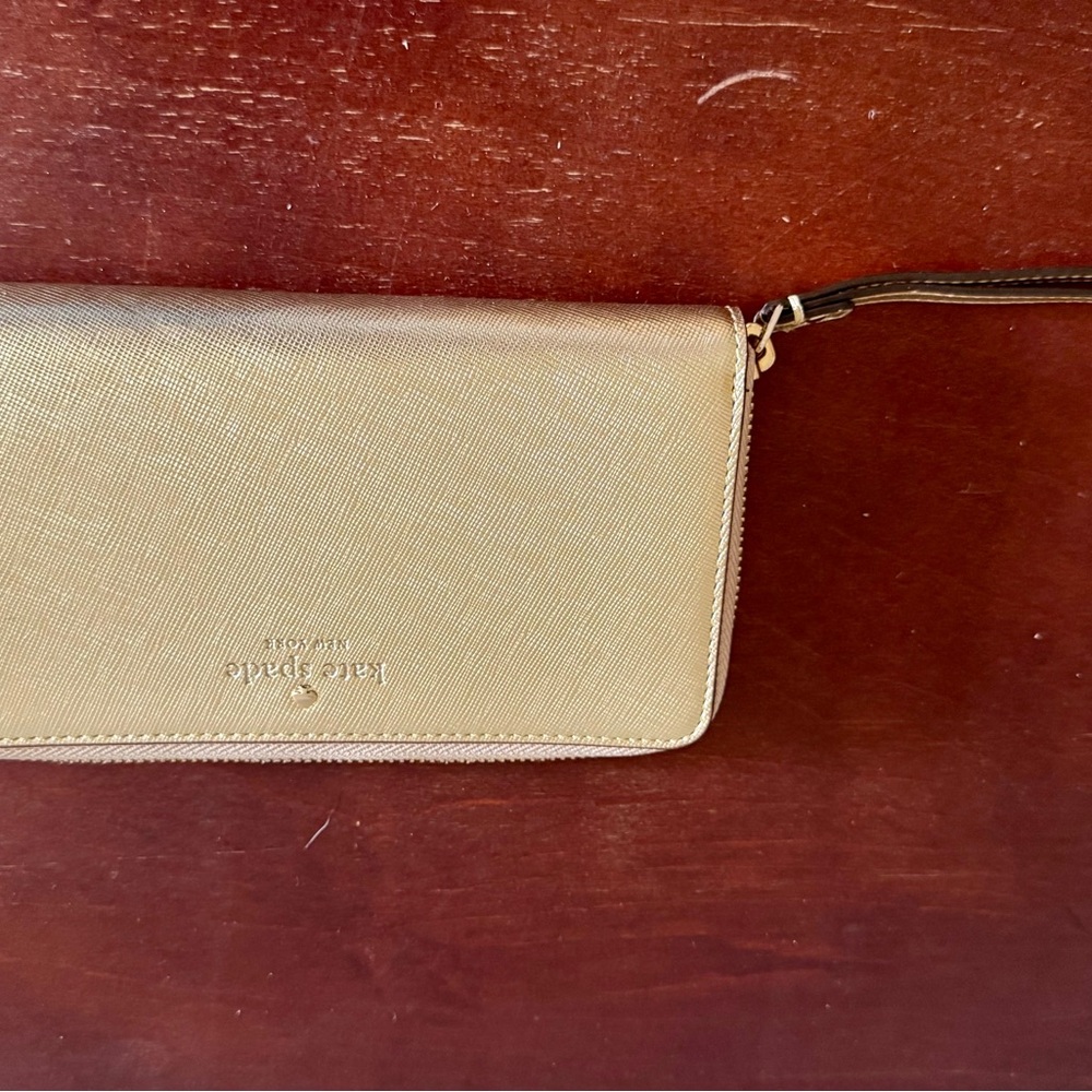 Kate Spade Metallic Gold Wristlet Purse